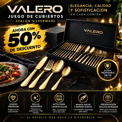 🔥 ¡OFERTA ESPECIAL – 50% DE DESCUENTO! 🔥 AVALON SILVERWARE 30 PIEZAS | CUBIERTOS PREMIUM DE ACERO INOXIDABLE 18/10 | ELEGANCIA, CALIDAD Y COMODIDAD PARA TU MESA | ACABADO SOFISTICADO | APTO PARA LAVAVAJILLAS | IDEAL PARA REGALO 🎁